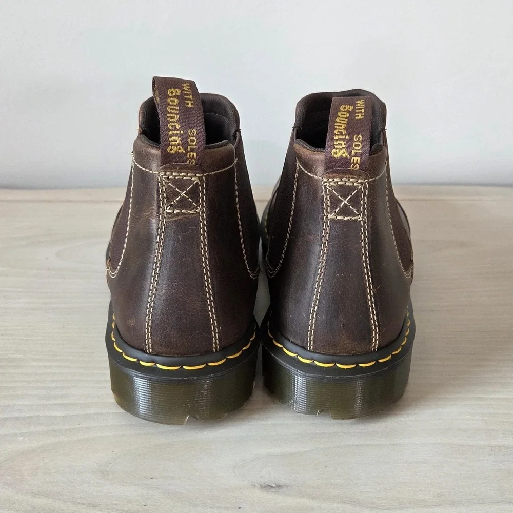 Dr. Martens Penly Chelsea Boots Dark Brown Greenland Waxy Leather Men's Size 14